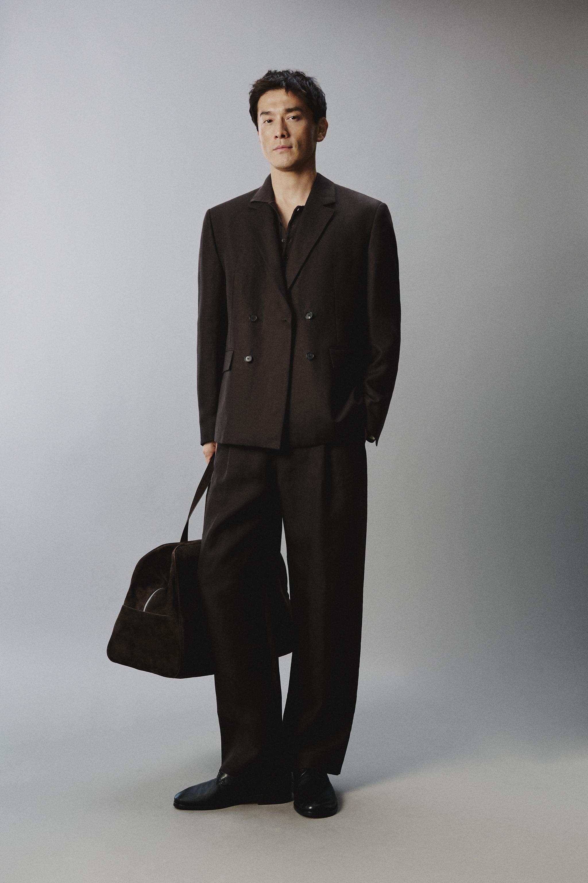 100% LINEN DOUBLE BREASTED SUIT JACKET